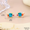 Colorful Enamel Flower Stud Earrings for Women Elegant Floral Petal Crystal Drop Earrings Jewelry Gift for Her - Image 8