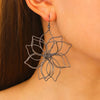 1 Pair Vintage Exaggerated Hollow Flower Metal Earrings For Women, Elegant Geometric Woven Drop Dangle Ear Jewelry - Image 4