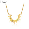 Stainless Steel Jewelry Geometric Pendant Necklace For Women Half Circle Spiked Collar Choker Chain Necklaces Gifts - Image 2