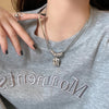 Square Zircon Double Layer Titanium Steel Necklace For Women Men Korean Sweater Chain Unisex Jewelry Accessories - Image 4