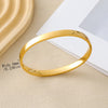 Women's Simple Stainless Steel Bracelet Plain Curved Surface with Shiny Opening Buckle for Daily Wear - Image 2