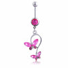 1Pc Sweet Butterfly Crown Heart Drop Belly Button Rings, Pink White Crystal Stone Dangle Navel Button Piercing Jewelry for Women - Image 6
