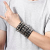 Yupsk Square Wide Punk Chunky Rivet Leather Bangle Rock Rows Nails Wristband Adjustable Size Jewelry Bracelets Bangle - Image 3