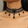 Vintage Black Lace Flower Choker Necklace for Women Classic Crystal Tassel Beaded Chain Necklace Jewelry Gifts - Image 1
