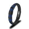 Punk Men Braided Blue Leather Bracelet Black Stainless Steel Magnetic Buckle Bracelet Gifts - Image 7