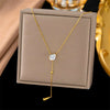 Eilieck 316L Stainless Steel Shiny Cubic Zirconia Waterdrop Pendant Necklace for Women Daily Y-shaped Chain Jewelry - Image 9