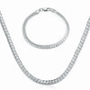Silver Color Bracelet Necklace Set 5mm Wide Snake Chain Unisex Jewelry Set For Women&Men Anniversary Gift For Mum Wife Lovers - Image 1