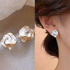 White Enamel Flower Stud Earrings for Women Folded Unique Design Multi-layers Floral Female Small Earrings - Image 4