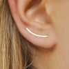 Silver Smooth Long Line Ear Climber Stud Earrings For Women Minimalist Ear Crawlers Studs Piercing Jewelry - Image 1