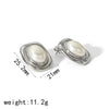 Products Statement Nature Stone Tiger-eye Earrings Gold Plated Stainless Steel Pearl Stud Earrings for Women - Image 8