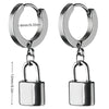 1Pair Punk Lock Lightning Chain Feather Leaf Stainless Steel Male Woman's Piercing Hoop Earring for Man Jewelry Vintage - Image 12