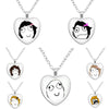 Rage Comic Necklace Derp Face Trollface Funny Meme Cartoon Glass Heart Shape Pendant Chain Necklace Charm Jewelry Collect Gift - Image 1