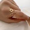 Nwe Stainless Steel Gold Plated Sun Rings for Women Stone Inlaid in Hollow Metal Texture Ring Jewelry - Image 6