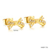 Butterfly Bow Shaped Zircon Stud Earrings Stainless Steel Piercing Gold Color Stylish For Women Jewelry - Image 12