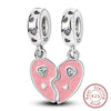 Silver Charm Bead Mother's Day Love Heart Family Charm Bead Pendant Fits Bracelet Womens Jewelry Gifts - Image 36