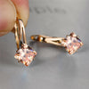 Cute Female Champagne Square Jewelry Crystal Zircon Stone Hoop Earring Rose Gold Color Wedding Earrings For Women - Image 2