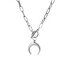 Stainless Steel Crescent Half Moon Necklaces Metal Ox Horn Luna Necklace Chunky Heavy Duty Chain Toggle Choker Collar - Image 7