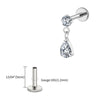 Titanium 16G Teardrop Dangle CZ Labret Stud Waterdrop Tragus Cartilage Earring Flatback Helix Piercing - Image 19