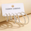 3 Pairs Full Shiny Rhinestone Hoop Earrings Different Size Gold/Silver Color Earrings For Women Simple Jewelry - Image 10