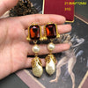 Vintage accessories Rhinestone gemstone set with Pearl Drop drop temperament everything necklace earrings - Image 4