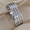 Wide Stainless Steel Bangle with Rhinestone Accents in Two Finishes - Image 12