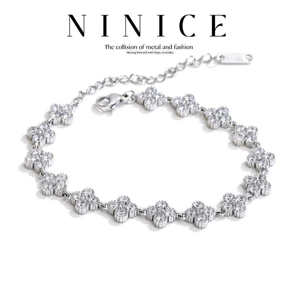 NiNice 316L Stainless Steel Bracelet Cubic Zirconia Temperament Simple Selection Jewelry - Image 1
