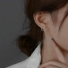 Silver Round Stud Earrings for Women Simple Inlaid Design Hoops Earrings Wedding Party Jewelry Accessories Gifts - Image 4