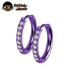 Two Piece Titanium Hinged Hoop Earrings with Clear Stone Detail - Image 9
