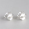 Minimalist Matte Cream Floral Folds Stud Piercing Earrings For Women Korean Jewelry Accessories Gift Party - Image 3