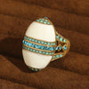 Vintage Oval Sea Blue Crystal Rings Stone White For Woman Gold Plated Antique Jewelry - Image 1