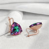 25 13mm Purple Triangular Stone Drop Earrings For Women Rose Gold Color Unique Big Zircon Jewelry Gifts - Image 4
