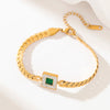 316L Stainless Steel Green Clover Zircon Necklace Bracelet Earrings For Women Party Gift Jewelry 3-Set - Image 11