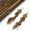 Boho Ethnic Dream Catcher Feather Antique Long Hook Earrings Fancy Handmade Chain Tassle Earring For Women Jewelry - Image 4
