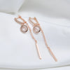 Long Tassel Drop Earrings with Clear Stone Details in Rose Gold-Tone - Image 9