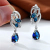 Female Blue Rainbow Stone Earring Silver Color Clip Earrings For Women Charm Crystal Zircon Wedding Jewelry - Image 4