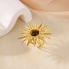 Vintage Stainless Steel Brown Stone Rings For Women Open Adjustable Charm Finger Ring Maillard Jewelry - Image 4