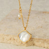 Shell Imitation Pearl Necklace Earring Ring Jewerly Set for Women Girl Stainless Steel Valentine's Day Gift - Image 2