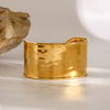 Minimalist Gold Color Plated Stainless Steel Wide Face Hammer Pattern Bracelet Stackable Bracelet Women's Jewelry - Image 6