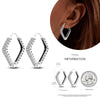 Silver Women Hoop Earrings Gifts For Girl U Rhombic Shape Geometric Lines Zircon Earring - Image 11