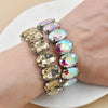 crystal Women charm bracelet colorful Geometric rhinestone elastic thread red white Elliptical glass bracelet - Image 3