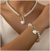 2 Pcs Creative Imitation Pearl Love Necklace With Bracelet Jewelry Set For Women Weddings Banquets Parties Festivals Gifts - Image 1