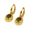 Colorful Zircon Stone Hoop Earring Hammered Pattern Oval Earrings Stainless Steel Gold Plated For Women's Gift - Image 9