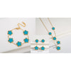 Gold Plated Lucky Stainless Steel Five Leaf Flower 3PCS Jewelry Set Bracelet Necklace Earrings for Women Party Jewelry Clover - Image 11