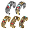 Alloy Oval Turquoise Bracelet Vintage Gold Silver Atmosphere Calm Men And Women Companion Open Bracelet Resale - Image 6