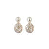 Pearl Look Drop Earrings with Clear Stone Accents in Gold Tone or Silver Tone - Image 5