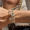 Three-Piece Open Bangle Set with Cubic Zirconia Accents - Image 4