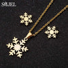 Stainless Steel Lily Flower Necklace Set with Matching Earrings and 45 cm Chain - Image 8