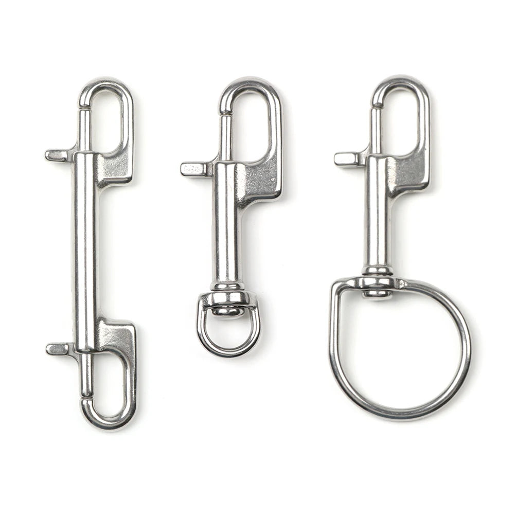 1PC 316 Stainless Steel Swivel Eye Bolt Spring Snap Hook Double Head Hook Marine Diving D Ring Snap Hooks With Swivel - Image 1