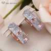 Rose Gold Color Rectangle Ice Crack Crystal Drop Earring For Women Wedding Cubic Zirconia Jewelry - Image 4