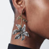 Long Drop Two-tone Metal Flower Post Earrings For Women Jewelry Elegant Party Accessories Holiday Gifts Styles - Image 2